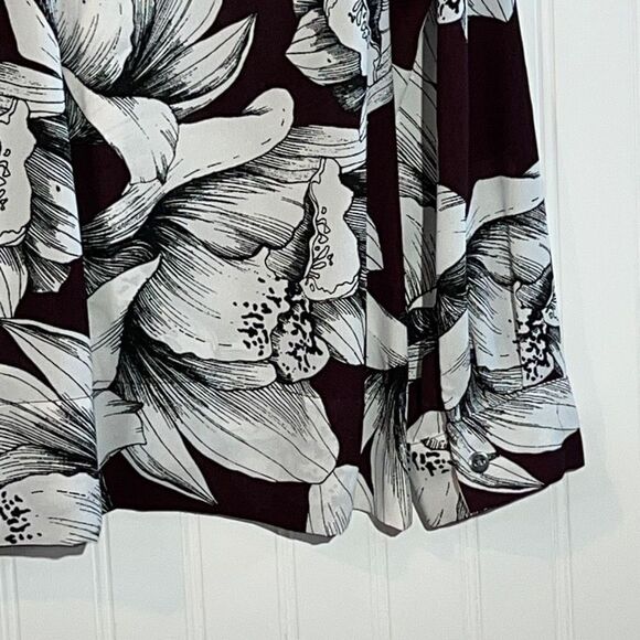 ALFANI Women’s Sz 12 Elegant Floral Long Sleeve Draped Faux Wrap Blouse - Picture 9 of 10